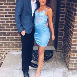 Fashion Nova Dresses - Fashion Nova Lace Light Blue Bodycon Dress Fashion Nova Dresses - Fashion Nova Lace Light Blue Bodycon Dress